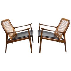 Ib Kofod-Larsen Pair of Caned Back Chairs