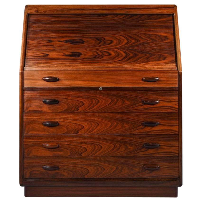 Dyrlund Rosewood Vanity Chest of Drawers with Tambour Front For Sale
