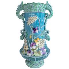 Antique Japanese Art Nouveau "Moriage" Hand-Painted Porcelain Vase