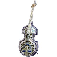 Unique Lifesize Italian Majolica 'Viola da Gamba' with Flowers and Leaf Work 10