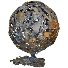 Abstract Brutalist Mid-Century Globe Sculpture