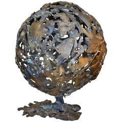 Abstract Brutalist Mid-Century Globe Sculpture 11