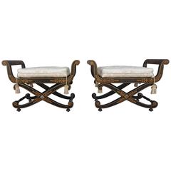 Pair of Neoclassical Style Painted Benches