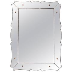 Art Deco Venetian Mirror with Scalloped Frame