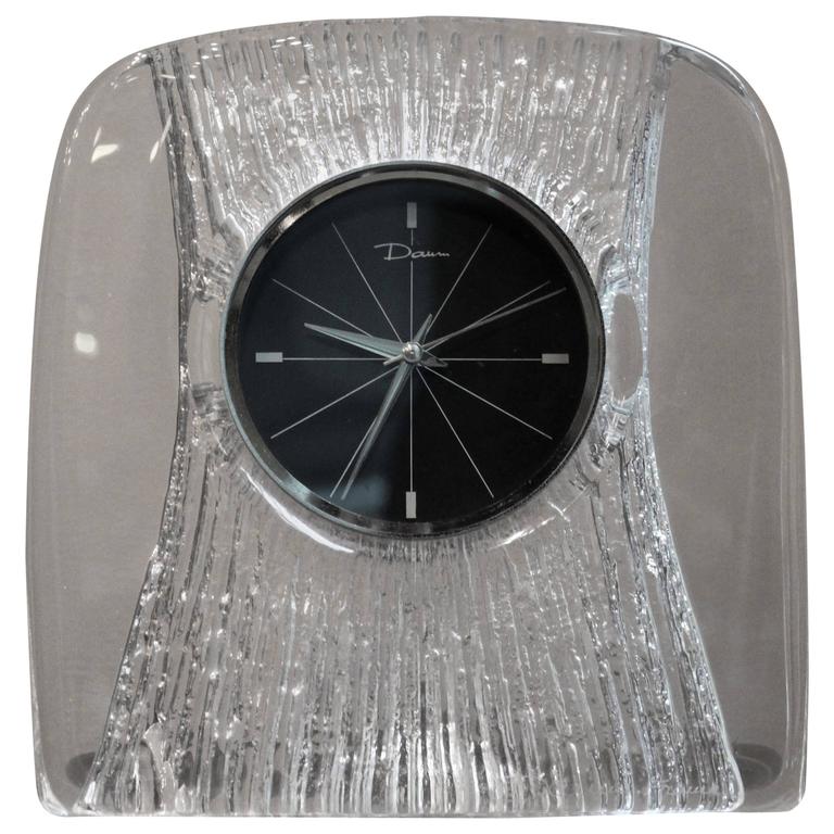 Daum Crystal Desk Clock At 1stdibs Crystal Desk Clock Signed