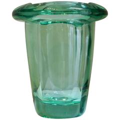 Daum Trumpet Vase in Green
