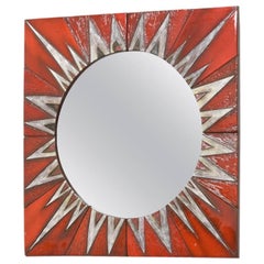 Ceramic Sunburst Mirror Designed by Oswald Tieberghien