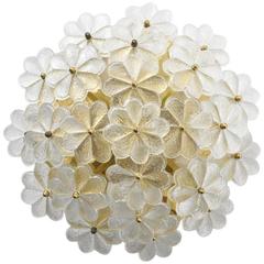 Set of Murano Glass Blossoms Sconces, Flush Mount Lights