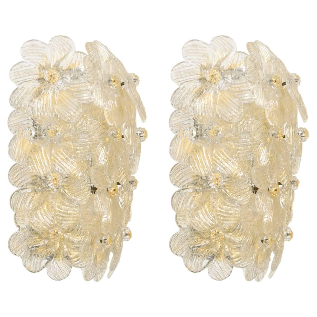 Pair of Barovier & Toso Flower Sconces