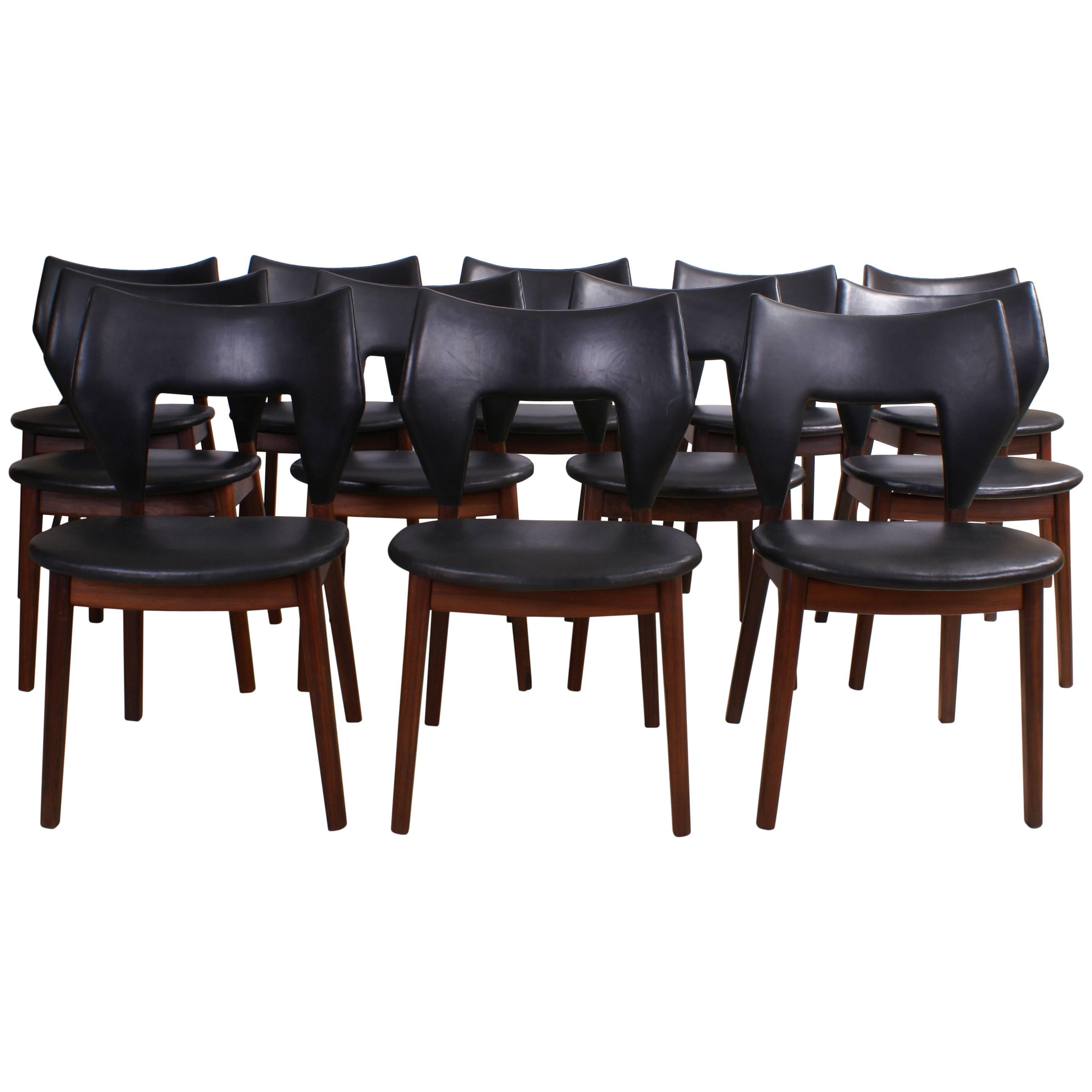 Tove & Edvard Kindt-Larsen Set of 12 Dining Chairs in Brazilian Rosewood For Sale