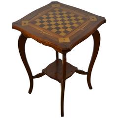 Inlaid Wood Game Table, Card Table