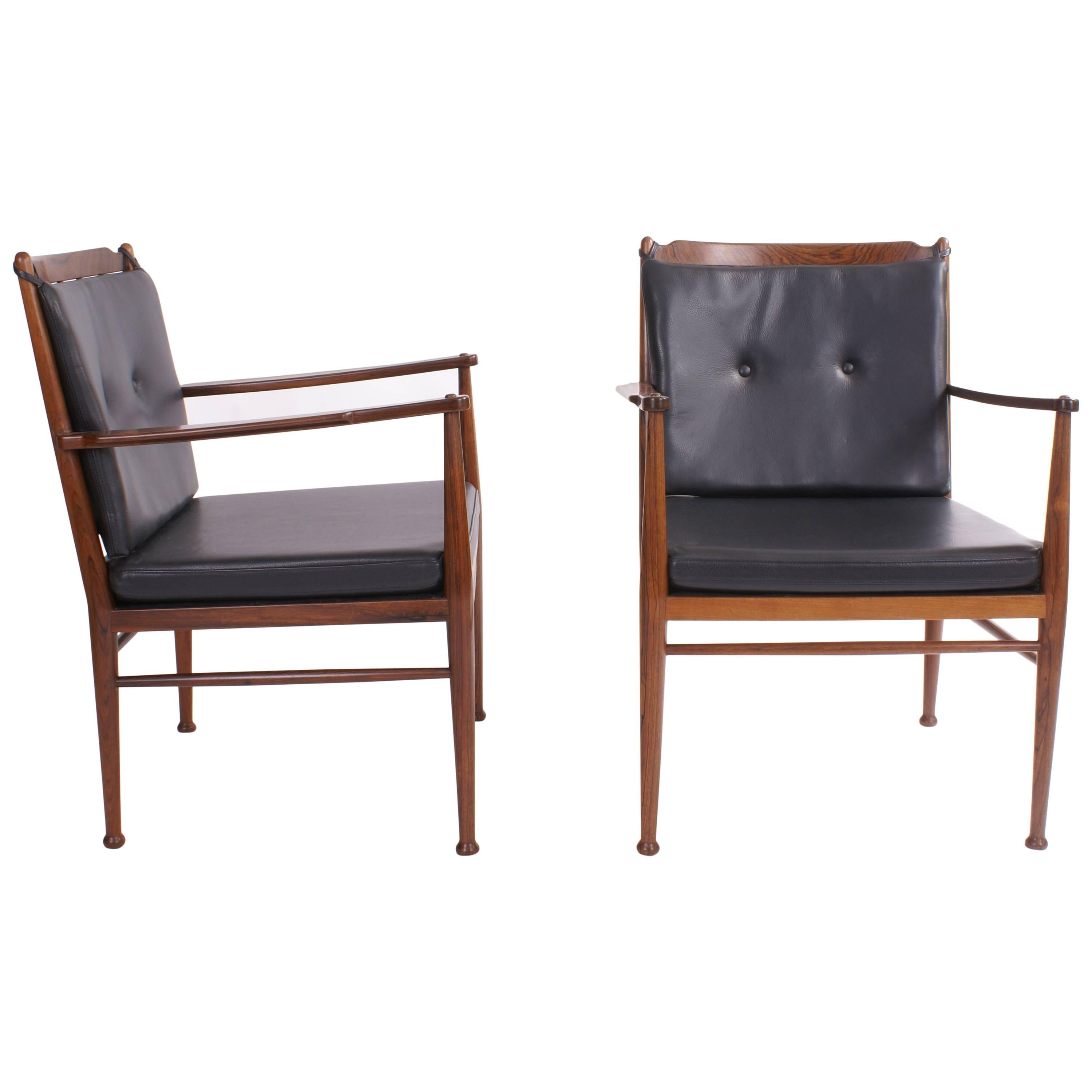 Peter Hvidt & Orla Mølgaard Nielsen Pair of Solid Brazilian Rosewood Armchairs For Sale