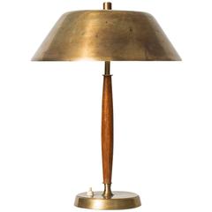 Table Lamp in Brass and Teak Produced by Falkenbergs Belysning in Sweden 10