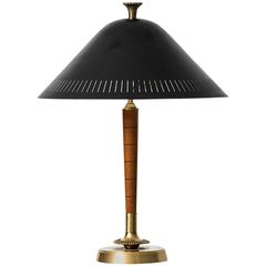 Table Lamp in Brass and Teak Produced by Falkenbergs Belysning in Sweden