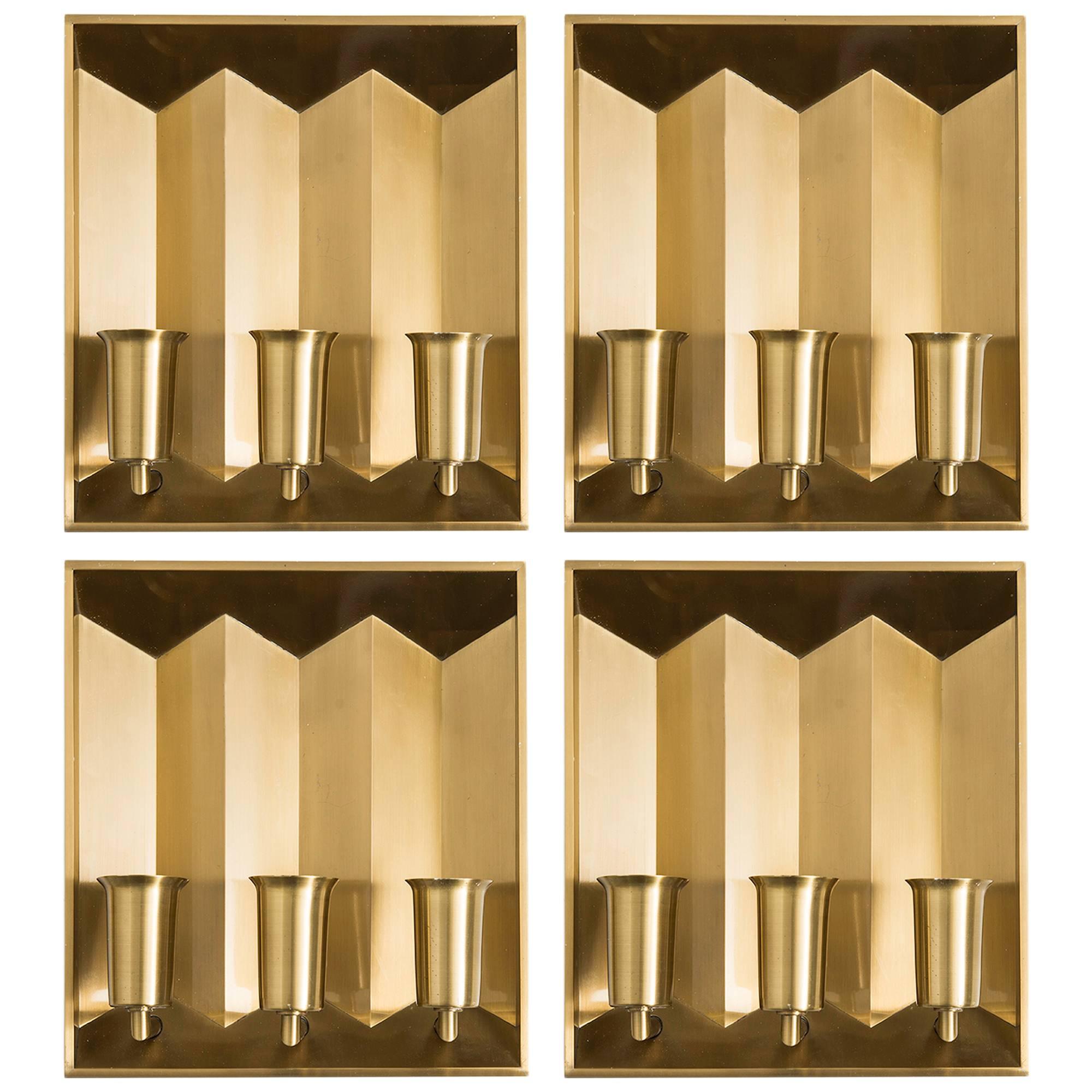 Set of Four Wall Lamps in Brass by Fog & Mørup in Denmark