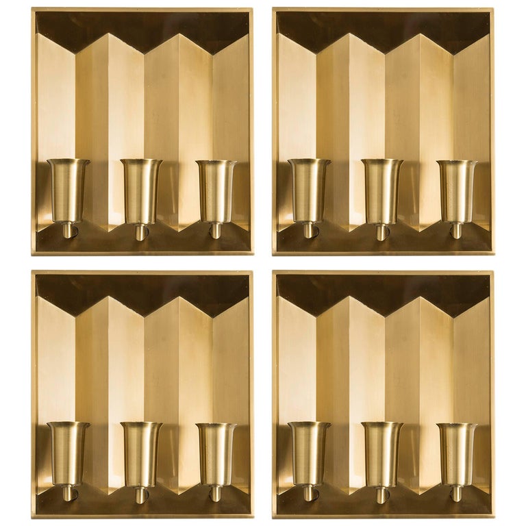 Set of Four Wall Lamps in Brass by Fog and Mørup in Denmark For Sale at