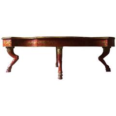 Antique Style Coffee Table Chinoiserie Red Lacquer Chinese Gilded