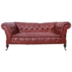 Leather Drop Arm Chesterfield