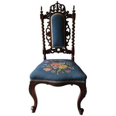 Antique Salon Chair Rosewood Victorian 19th Century Barley Twist