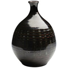 Antique Oriental/Japanese Tenmoku Black Glazed Stoneware Vase 18th-19th Century