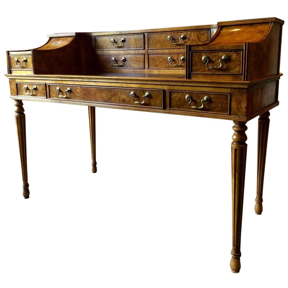 Carlton House Style Writing Desk Burr Veneer Superb Antique Style