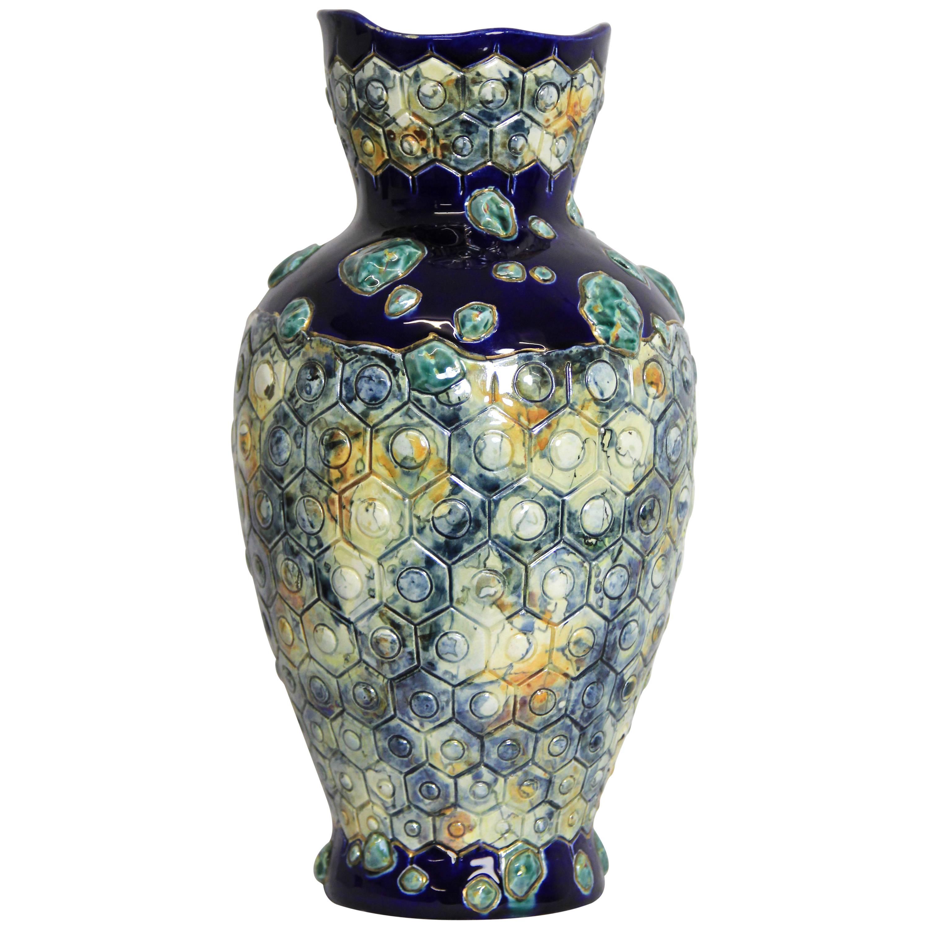 Very Rare Majolica Vase by Wilhelm Schiller & Son, circa 1900
