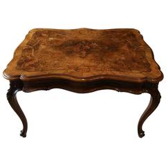 Antique Centre Table French Victorian 19th Century Marquetry Walnut
