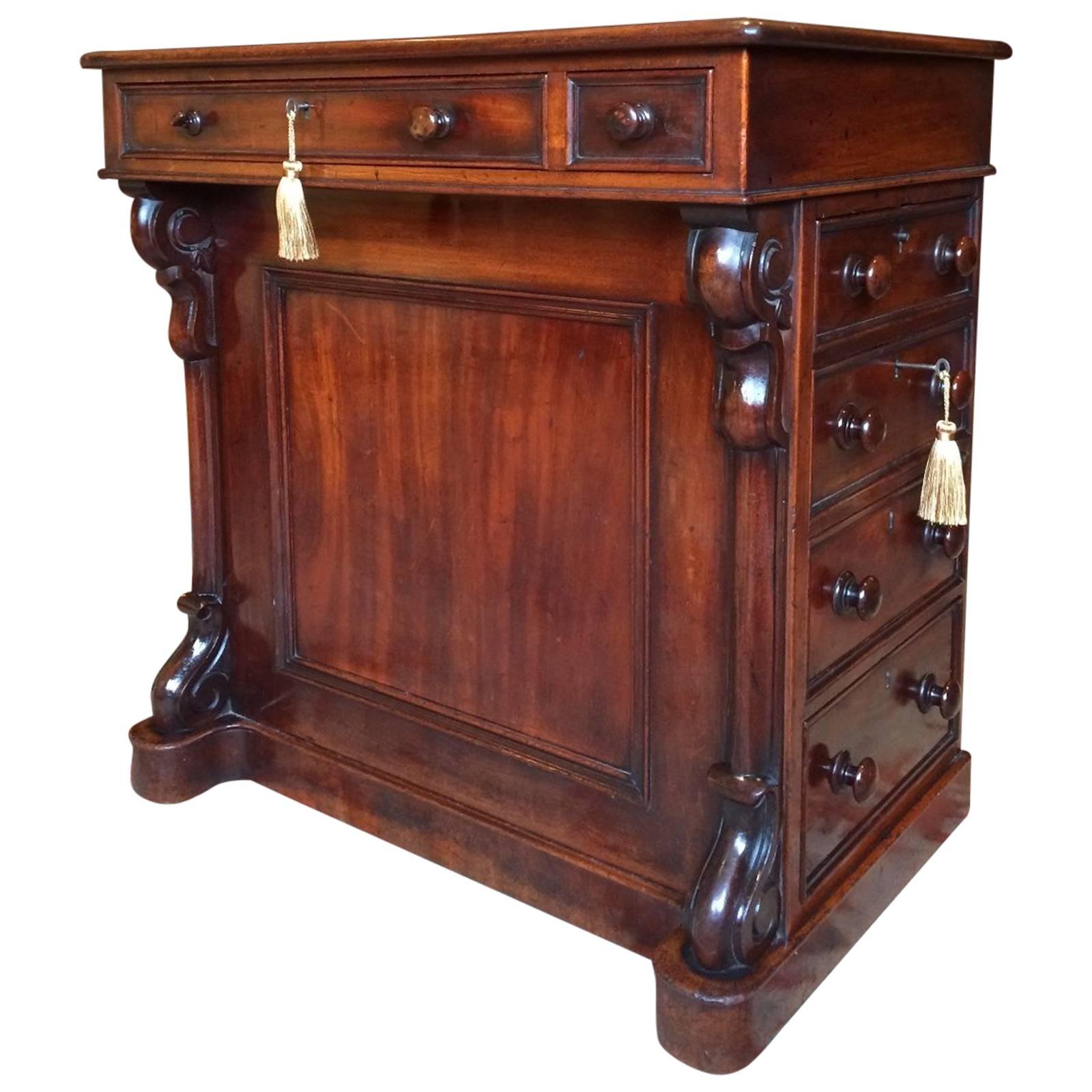 Antique 19th Century Victorian Mahogany Davenport Desk, Rare, circa 1850