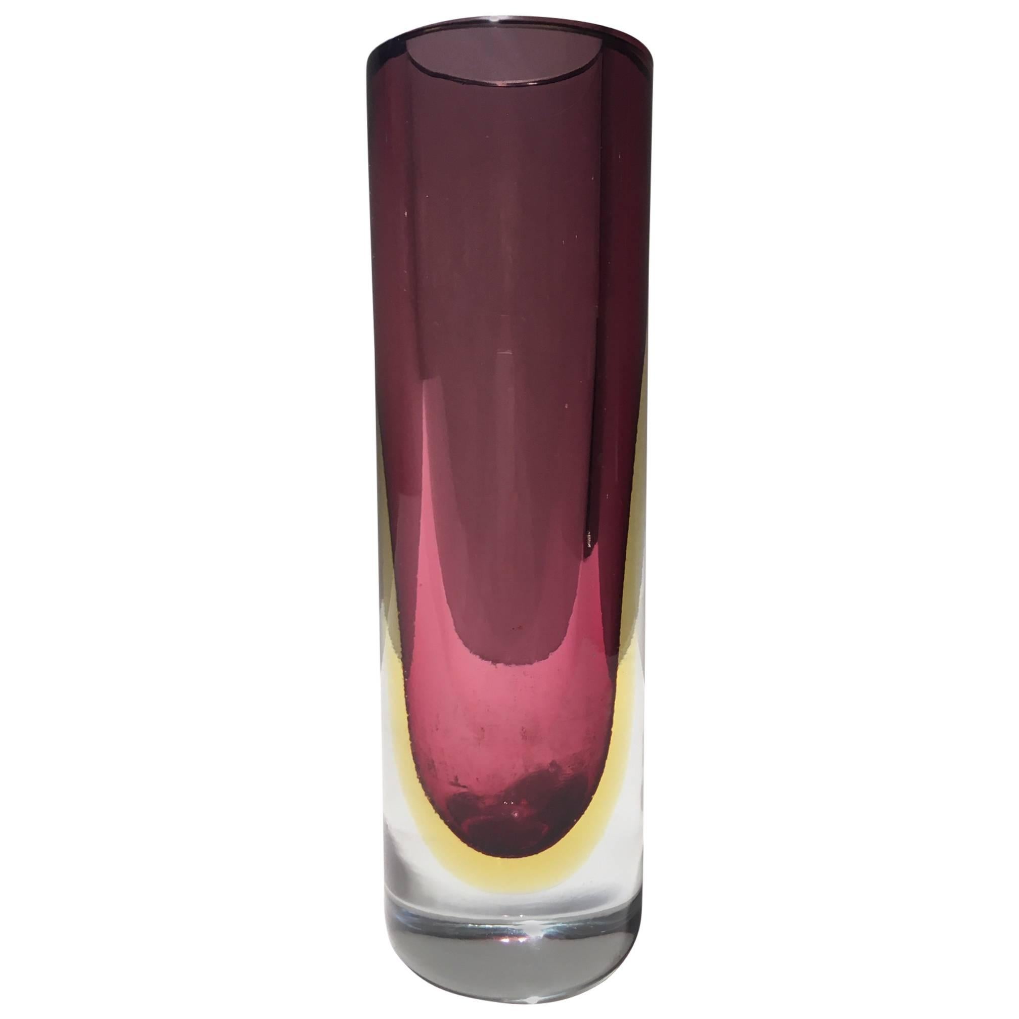 Flavio Poli Pink Sommerso Murano Glass Vase