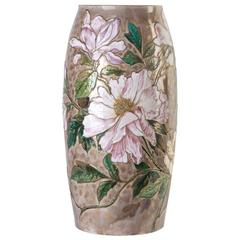 Limoges Vase in Glazed Ceramic and Gilded Details. Factory of Leon Sazerat