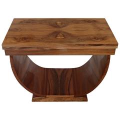 Art Déco Console Side Table Coffee Table Foldable Walnut Burr U Shaped Leg