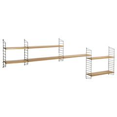 Retro Bokhyllan "The Ladders Shelf" Elm String Wall Unit Designed by Nisse Strinning