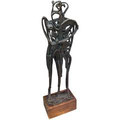 Mid-Century Bronze Sculpture of Adam and Eve