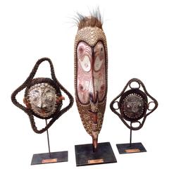 Set of Three African Masks on Metal Bases