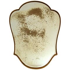 Italian Beaded Brass Mirror 1950's with Distressed Mirror Glass