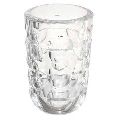 Modernist Crystal Glass Vase by Mona Morales Schildt for Orrefors Signed