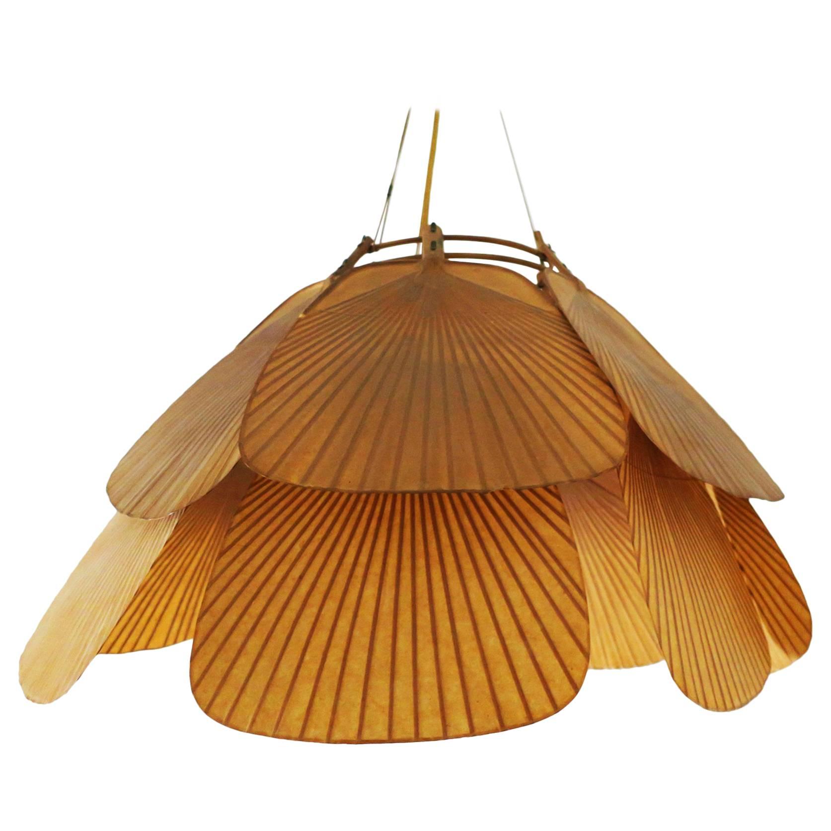 Ingo Maurer Uchiwa Pendant / Chandelier Rice Paper and Bamboo