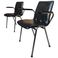 1960s Retro Two Chrome Retro Vinyl Armchairs