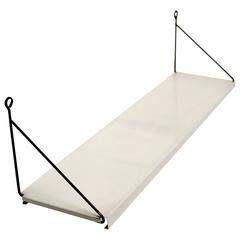 Mid-Century White Pilastro Industrial Perforated Wall Shelf, 1950s