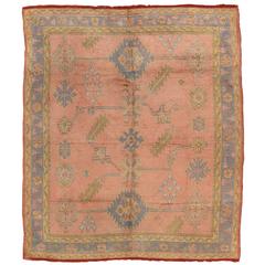 Antique Oushak Rug, Turkish Rugs, Handmade Oriental Rugs, Pink Rug 4