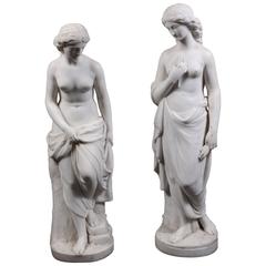 Pair of Neoclassical Carrara Marble Sculptures of Ceres & Venus, circa 1870