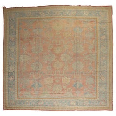 Ancien tapis d'Oushak pêche