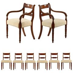 Set of Eight English Regency Mahogany Antique Dining Chairs, circa 1820-1835