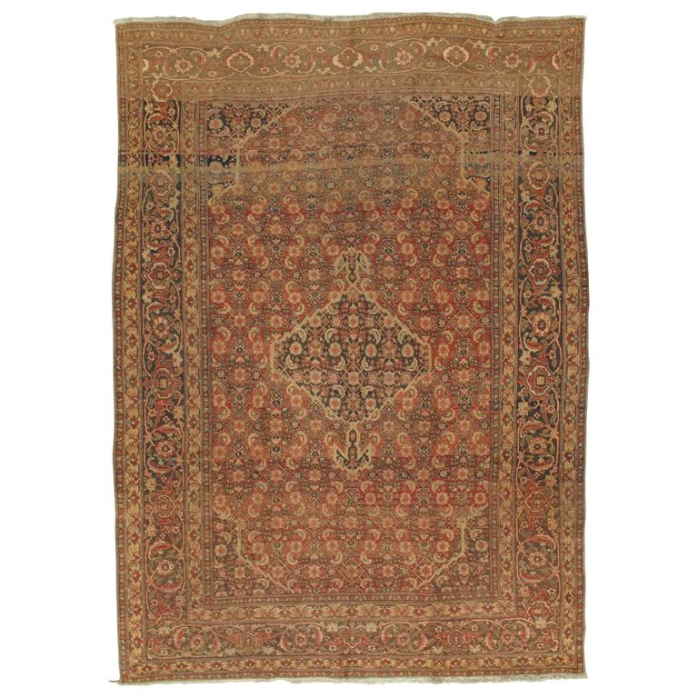Antique Tabriz Carpet, Persian Rug, Handmade Oriental, Terracotta