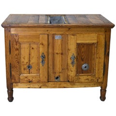 Late 19th Century Rustic European Pine Cabinet or Ice Box