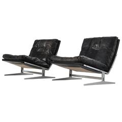 Fabricius & Kastholm Pair of Black Leather Slipper Chairs