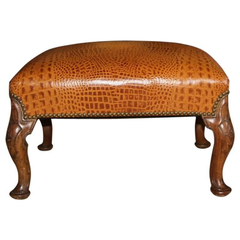 Embossed Leather Stool For Sale