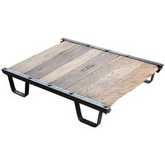 Vintage Industrial Steel and Wood Skid Platform, Low Coffee Table 8