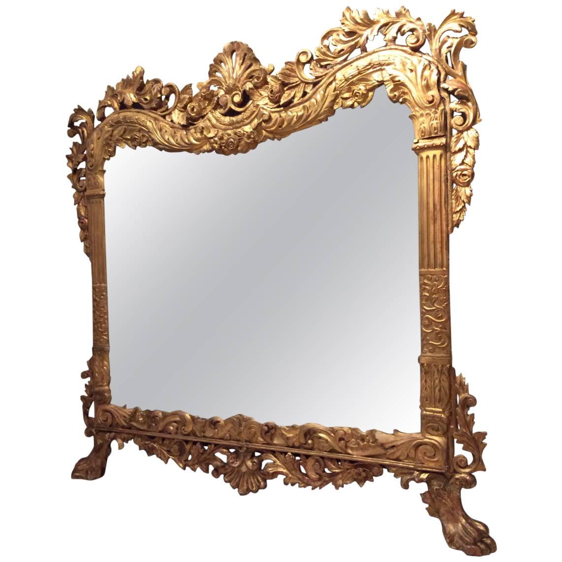 19th Century Giltwood Fireplace Mirror, Italy