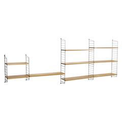 Retro Bokhyllan "The Ladders Shelf" Elm String Wall Unit Designed by Nisse Strinning